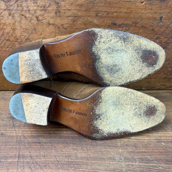 Vintage Ralph Lauren Suede Wingtip Oxford Shoe Size 7B Made in Italy - Picture 7 of 11
